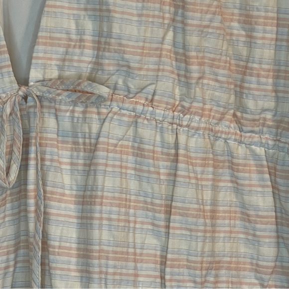 Treasure & Bond Plaid Shirred Cotton Blend Dress Ivory Honey Plaid 1X - Picture 4 of 8